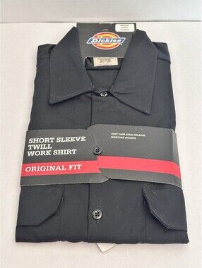 Dickies Polyester/Cotton Short Sleeve Work Shirt, Medium, M, 1574BK-M, Black